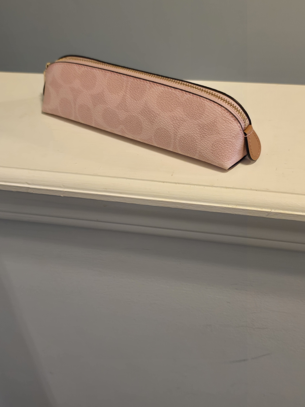Coach Pink Signature Canvas Zip Pencil Pouch